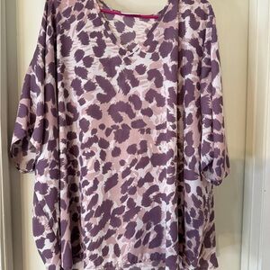 Adrienne Lavender and White Patterned Tunic